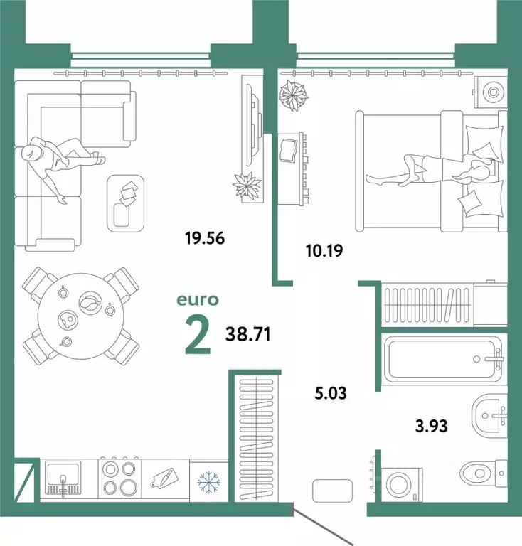 2-к кв. Свердловская область, Екатеринбург ул. Шефская, 22А (38.71 м) - Фото 1