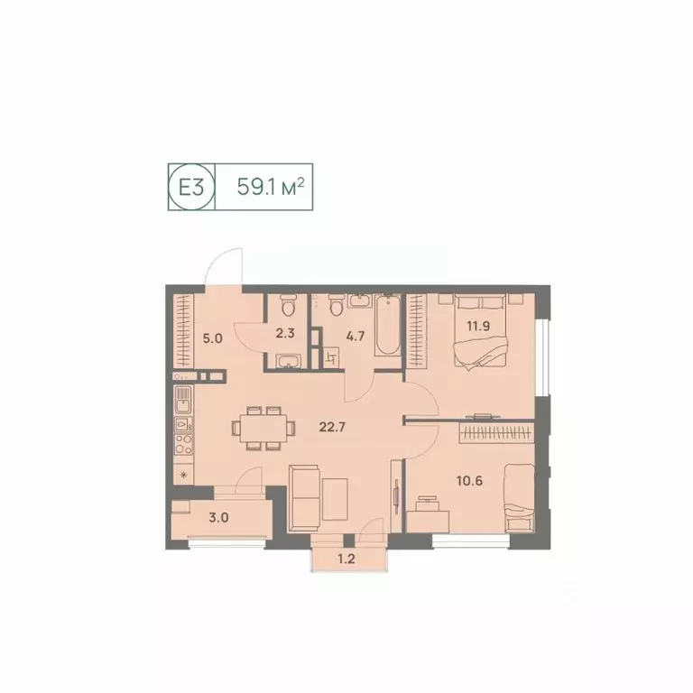 3-к кв. Пермский край, Пермь Трамвайная ул., 27 (59.1 м) - Фото 1