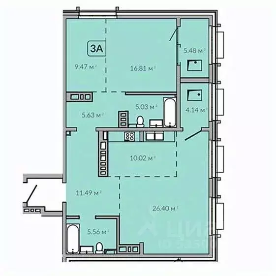 3-к кв. Иркутская область, Иркутск Байкальская ул., 91 (96.89 м) - Фото 0