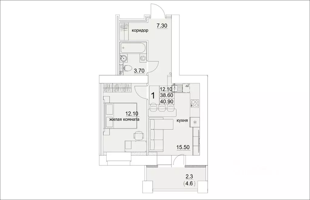 1-к кв. кировская область, киров ул. лепсе, 14 (40.9 м) - Фото 0