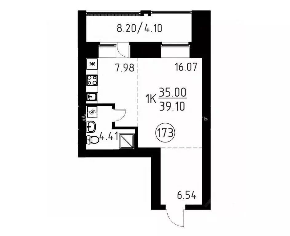 Студия Томская область, Томский район, д. Кисловка, Левобережный мкр ... - Фото 1