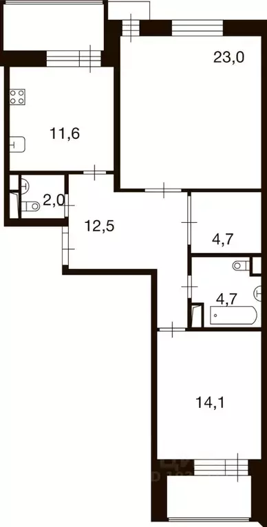 2-к кв. Москва д. Ивановское, ул. Семена Гордого, 12 (72.6 м) - Фото 0