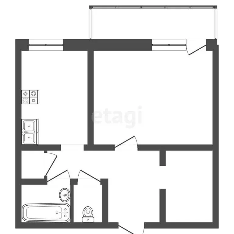1-комнатная квартира: Туринск, улица Чкалова, 62Б (45.5 м) - Фото 0