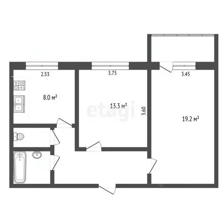 2-к кв. Калужская область, Калуга ул. Белинского, 3 (53.0 м) - Фото 2