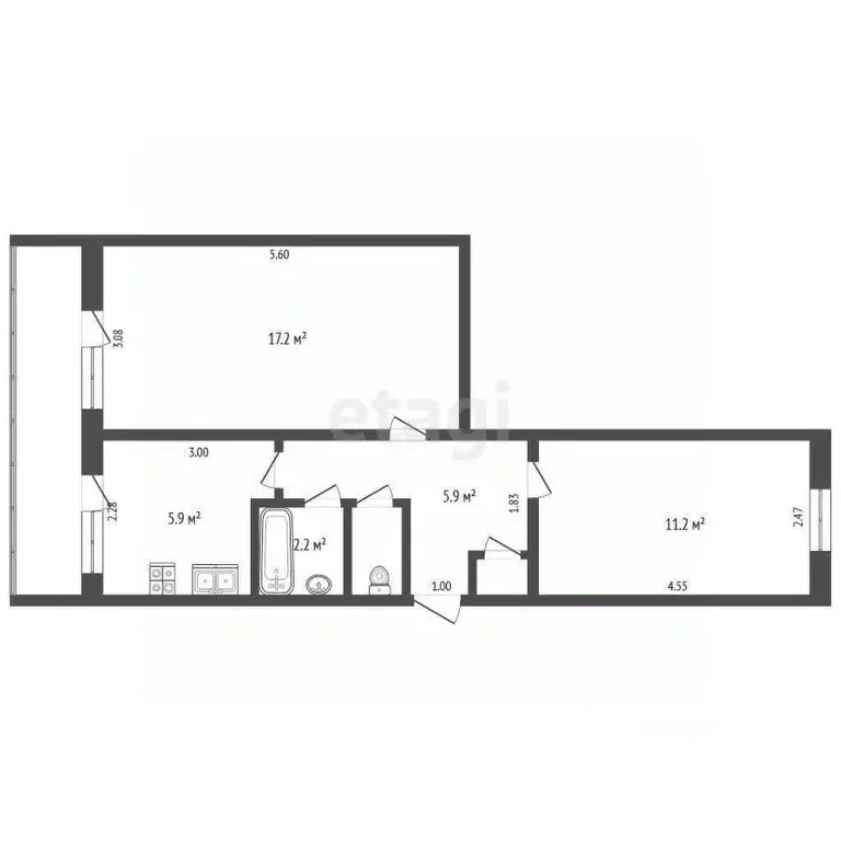 2-к кв. Крым, Ялта ул. Черкасова, 5 (55.0 м) - Фото 0