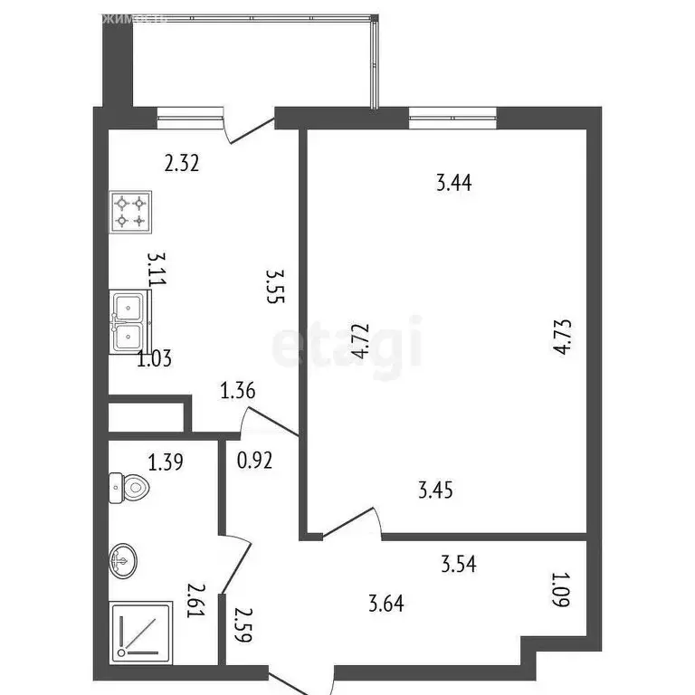 1-комнатная квартира: Мурино, Петровский бульвар, 7 (34.9 м) - Фото 0