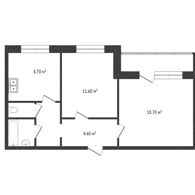 2-комнатная квартира: Златоуст, квартал Медик, 8 (51.2 м) - Фото 1