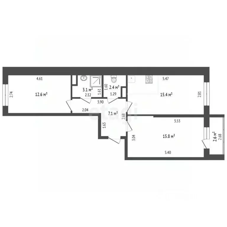 2-к кв. Самарская область, Самара Южное ш., 9 (58.0 м) - Фото 2