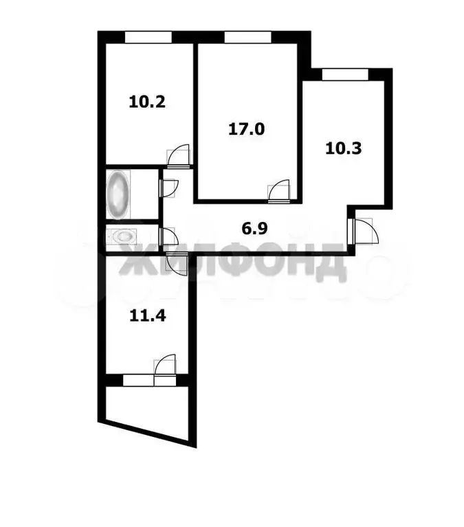3-к. квартира, 62,1 м, 8/9 эт. - Фото 0