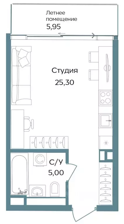 Студия Крым, Саки ул. Морская (36.25 м) - Фото 0