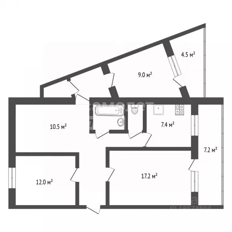 4-к кв. Томская область, Томск Академгородок мкр, ул. Королева, 4 ... - Фото 2