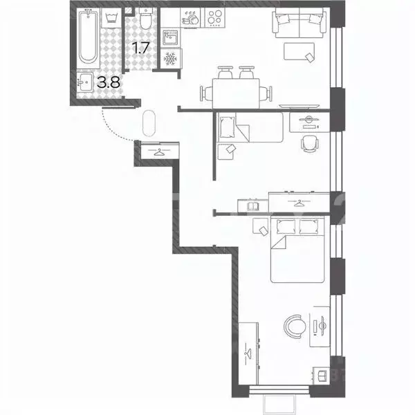 2-к кв. Москва Производственная ул., 12к1 (53.0 м) - Фото 2