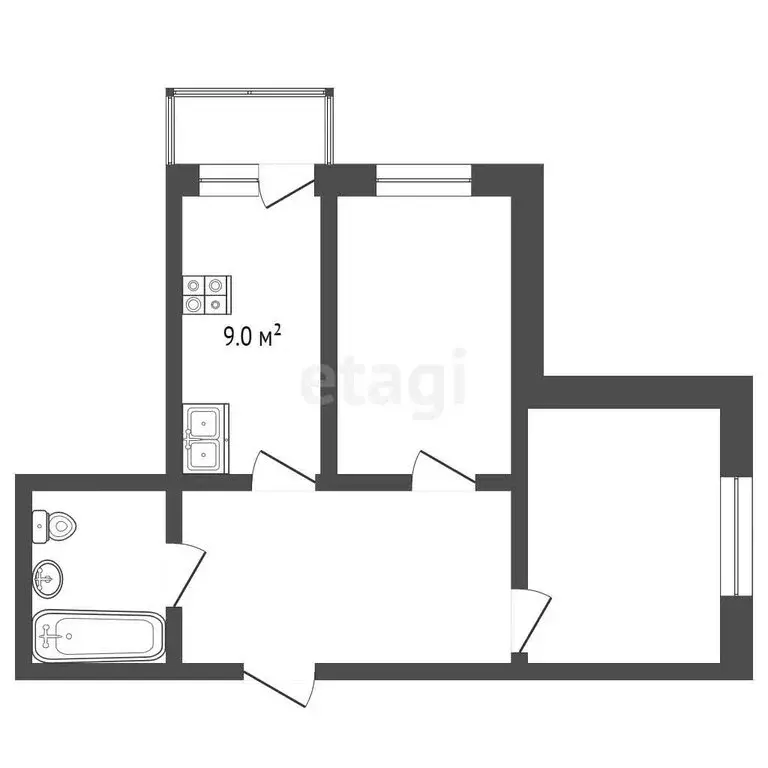 2-комнатная квартира: Муром, 1-я Новослободская улица, 10 (52.6 м) - Фото 0