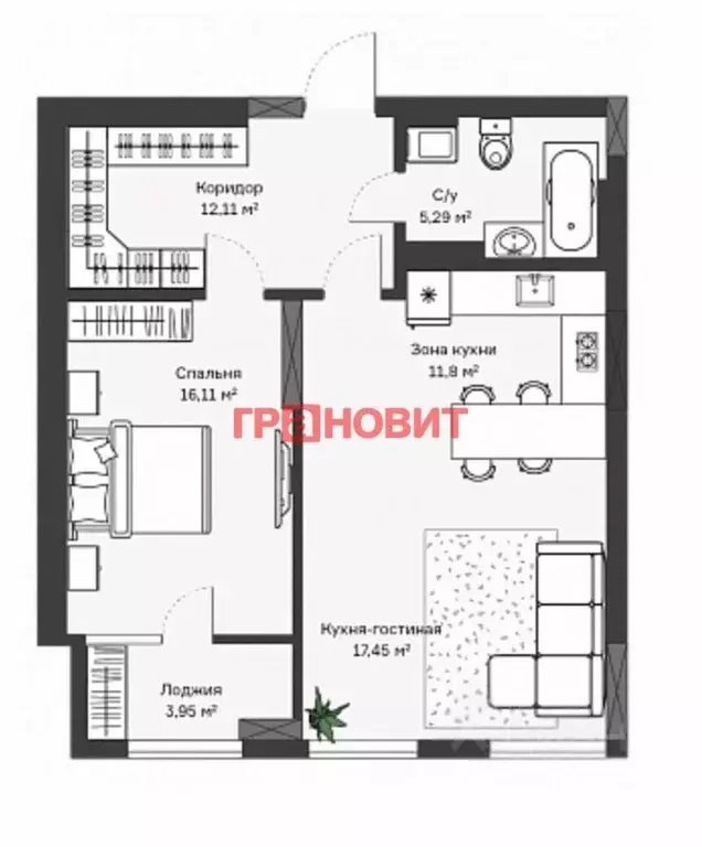 2-к кв. Новосибирская область, Новосибирск Московская ул., 77 (64.0 м) - Фото 1