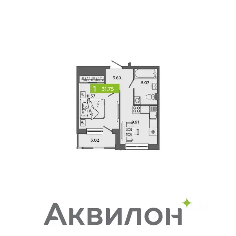 1-к кв. Архангельская область, Северодвинск Аквилон Севен жилой ... - Фото 1
