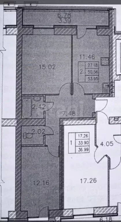 2-к кв. Татарстан, Казань ул. Николая Ершова, 62Вк2 (50.3 м) - Фото 2