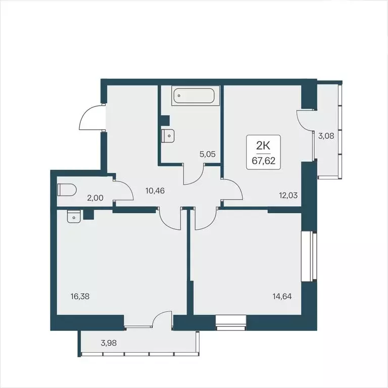2-комнатная квартира: Новосибирск, улица Дуси Ковальчук, 385 (67.58 м) - Фото 0