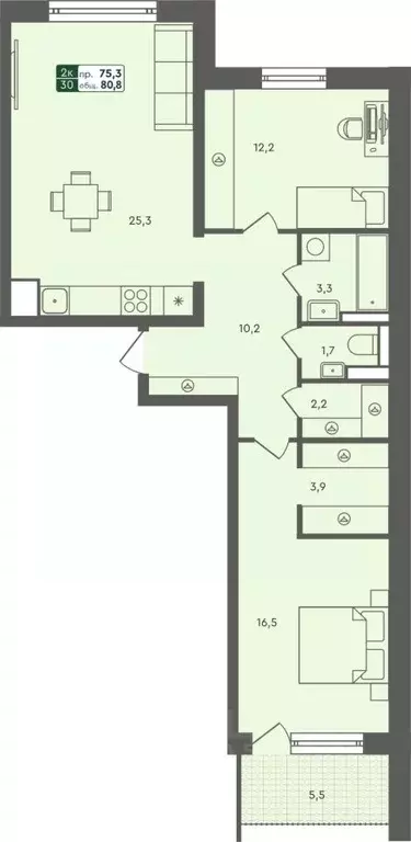 2-к кв. Курганская область, Курган Заозерный жилрайон, 6А мкр, 25/4 ... - Фото 0