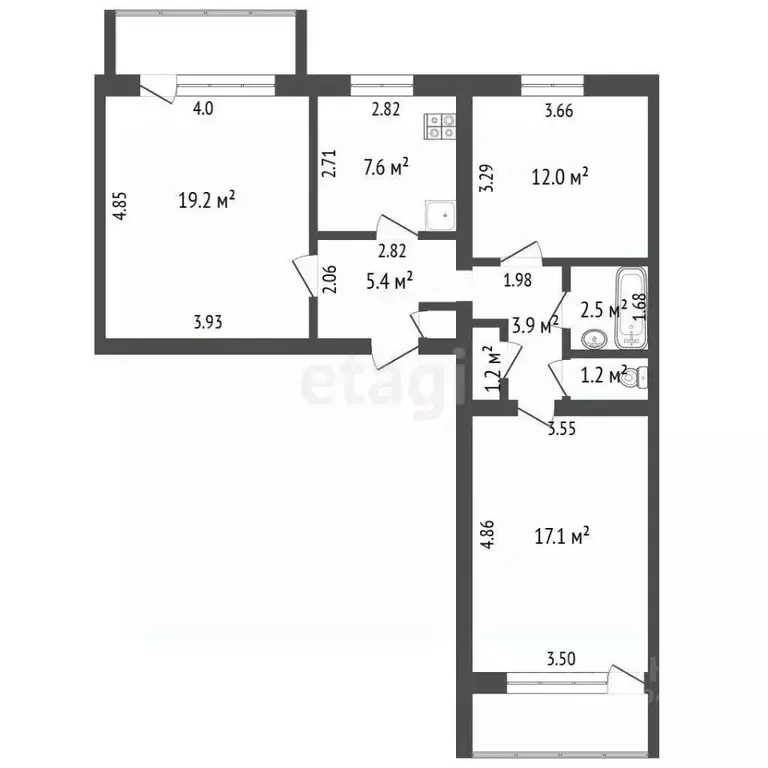 3-к кв. Архангельская область, Котлас ул. Кедрова, 5А (71.2 м) - Фото 2