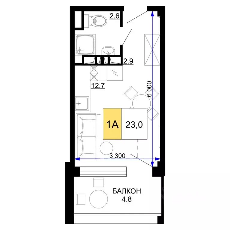 1-к кв. Краснодарский край, Анапа проезд Сосновый (23.0 м) - Фото 0