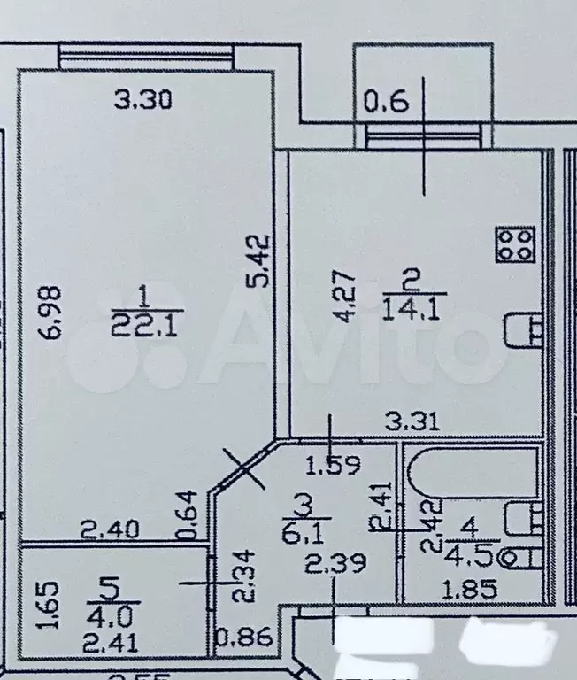 1-к. квартира, 51 м, 2/7 эт. - Фото 0