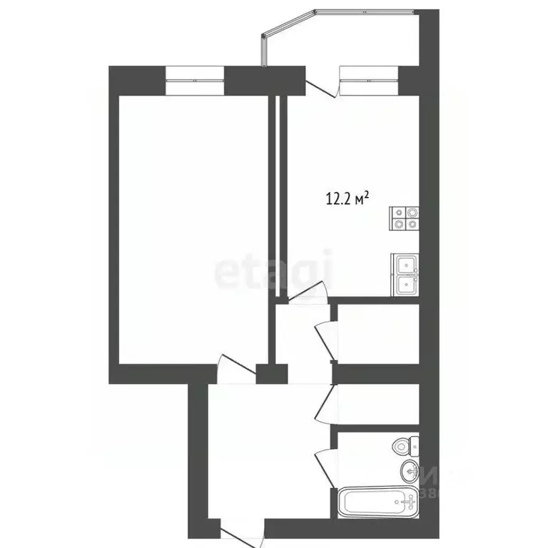 1-к кв. Ростовская область, Аксайский район, пос. Рассвет Институтская ... - Фото 1