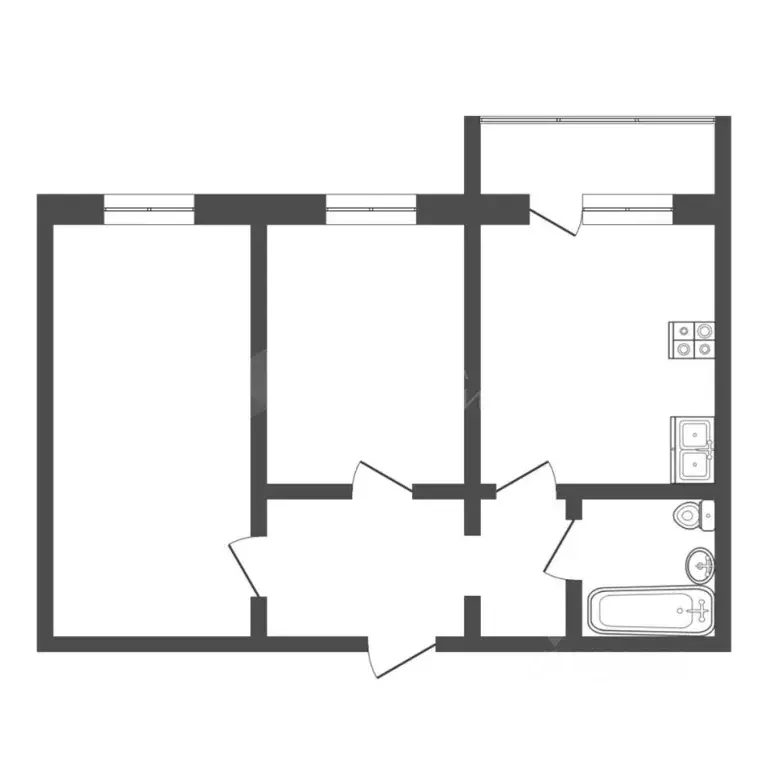 2-к кв. Тюменская область, Тюмень Таймырская ул., 70 (46.0 м) - Фото 1