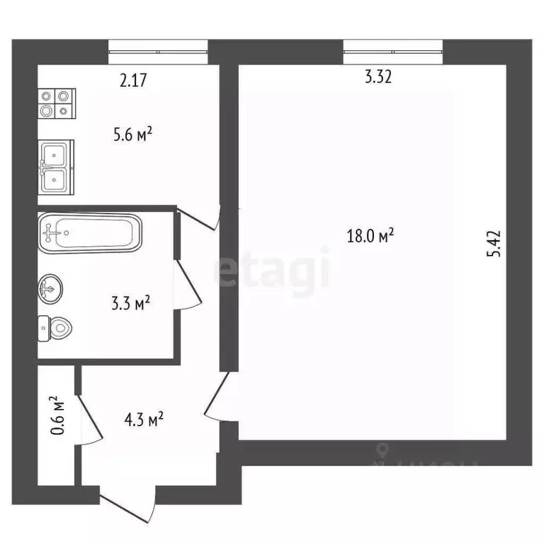 1-к кв. Санкт-Петербург Пискаревский просп., 161 (31.8 м) - Фото 2