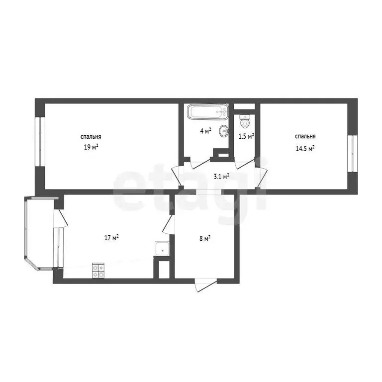 2-комнатная квартира: Тюмень, улица Константина Посьета, 3 (67.5 м) - Фото 1