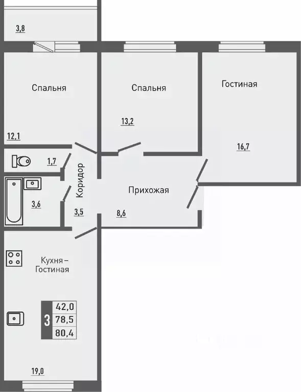 4-к кв. Орловская область, Орловский район, д. Жилина ул. Садовая, 2к2 ... - Фото 0