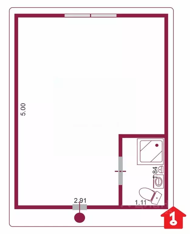 Комната Омская область, Омск ул. 22-го Партсъезда, 2 (19.0 м) - Фото 1