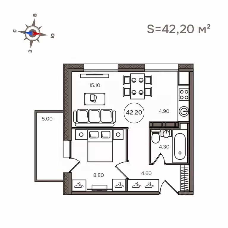 2-к кв. Карелия, Петрозаводск Мичуринская ул., 34 (42.2 м) - Фото 1