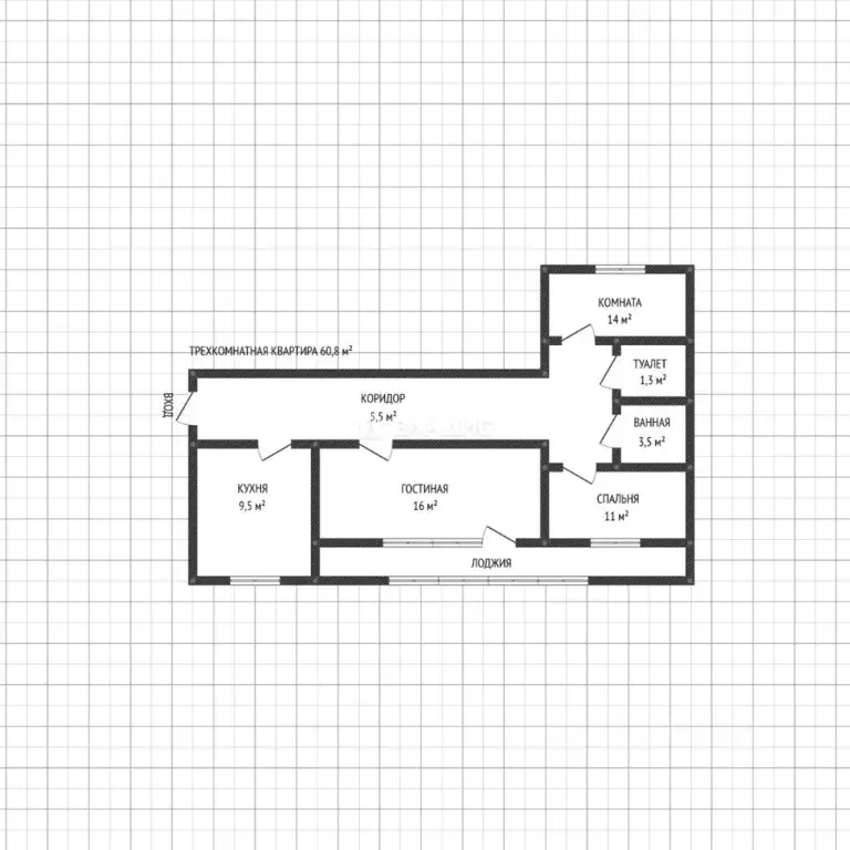 3-к кв. Адыгея, Майкоп Пионерская ул., 379К2 (60.8 м) - Фото 2