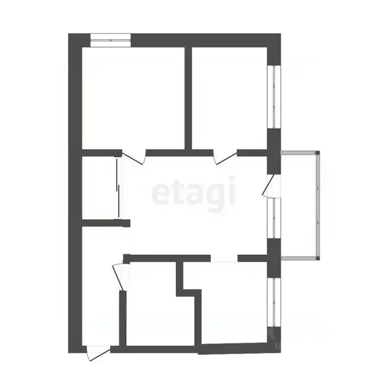 3-к кв. Томская область, Северск Лесная ул., 7 (48.8 м) - Фото 2