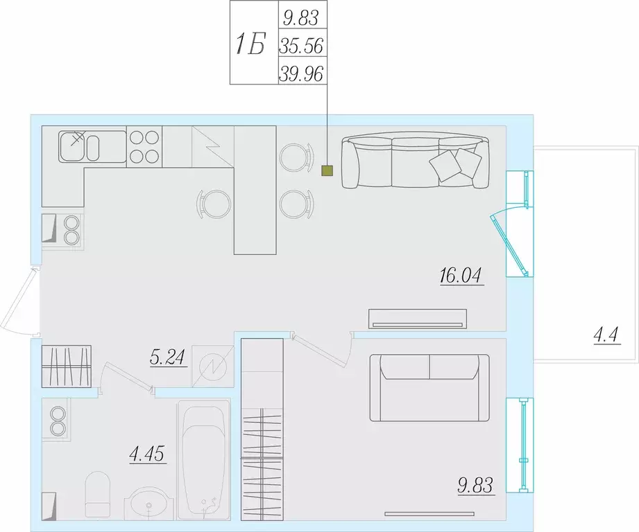 Продаётся 1-к квартира, 39.96 м - Фото 0