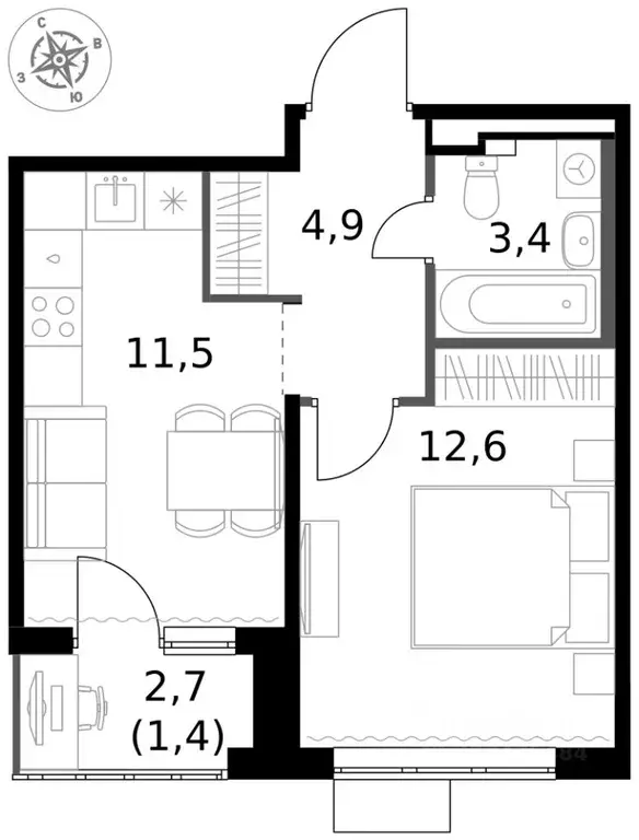 1-к кв. Московская область, Химки Клязьма-Старбеево мкр, Международный ... - Фото 2