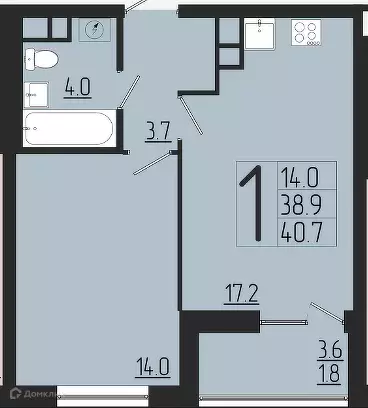 Продаётся 1-к квартира, 40.1 м - Фото 0