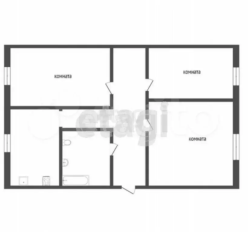 3-к. квартира, 56 м, 4/5 эт. - Фото 0