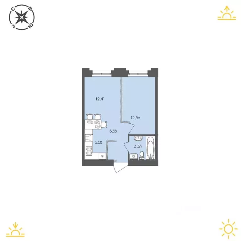 1-к кв. Иркутская область, Иркутск Энергетиков мкр,  (40.53 м) - Фото 0