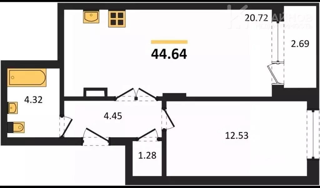 1-к кв. Воронежская область, Воронеж ул. Покровская, 19 (44.64 м) - Фото 1