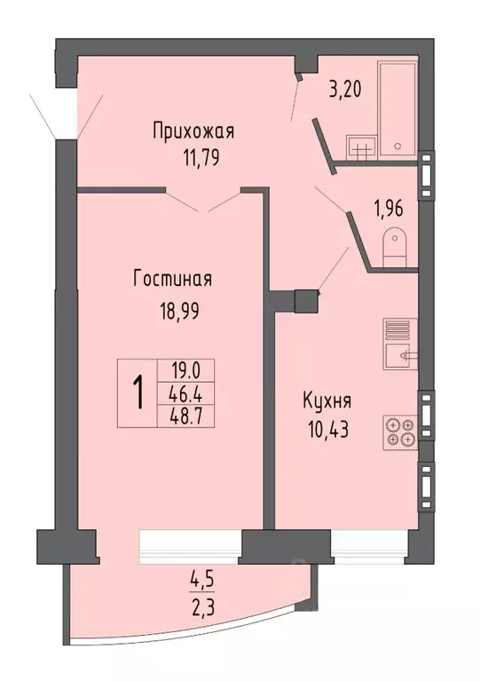 1-к кв. Воронежская область, Воронеж ул. Летчика Филипова, 4 (48.7 м) - Фото 1