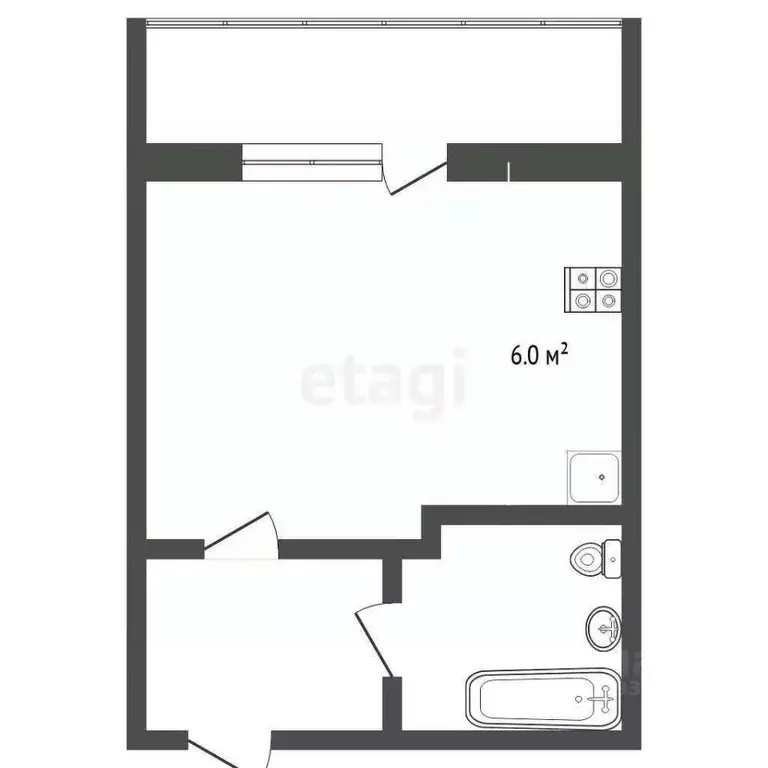 Студия Тюменская область, Тюмень ул. Верхнетарманская, 5 (19.0 м) - Фото 2