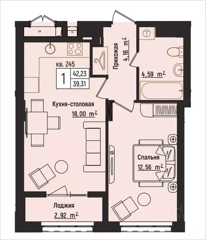 1-к кв. Нижегородская область, Нижний Новгород Литературная ул., 5 ... - Фото 1