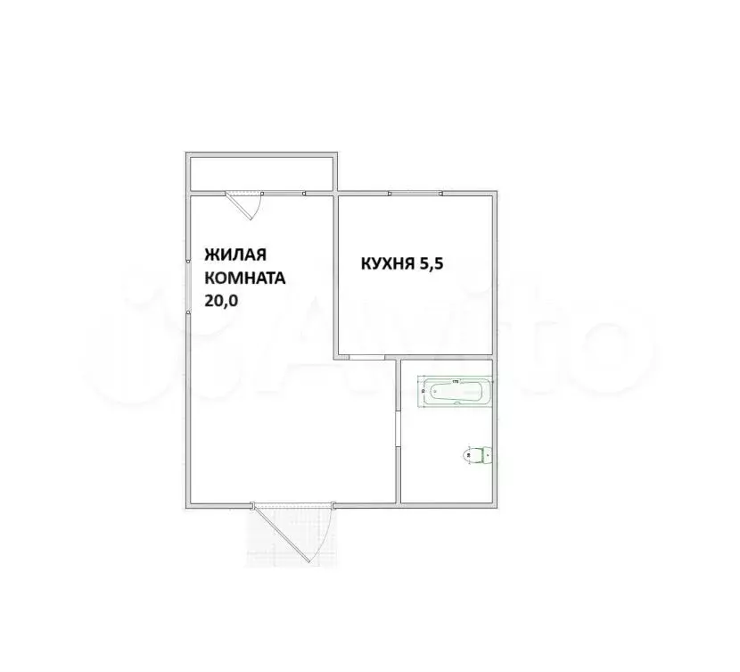 1-к. квартира, 30 м, 4/4 эт. - Фото 0