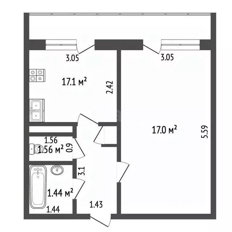 1-к кв. Чувашия, Чебоксары ул. Эльгера, 13 (36.5 м) - Фото 2