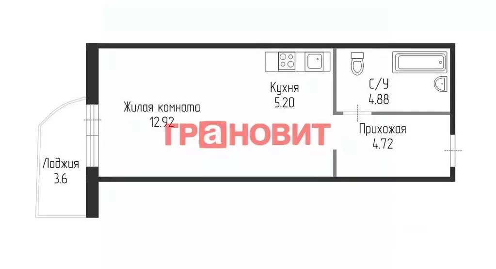 Студия Новосибирская область, Новосибирск Сухарная ул., 96/3 (29.0 м) - Фото 1