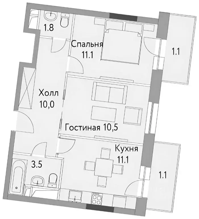 2-к кв. Москва проезд Невельского, 1к1 (57.0 м) - Фото 2