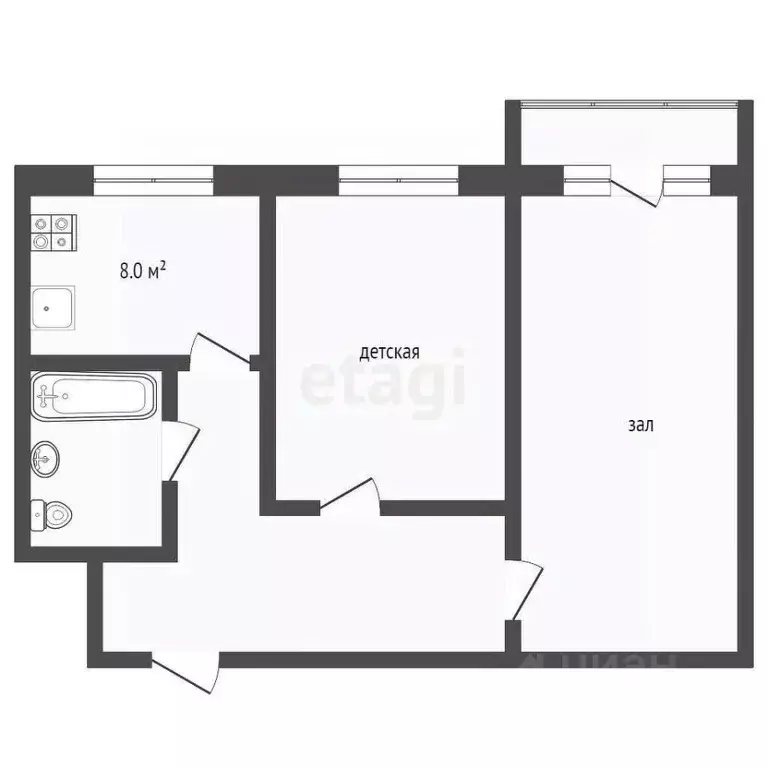 2-к кв. Тюменская область, Тюменский муниципальный округ, с. Каскара ... - Фото 2