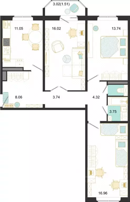 3-к кв. Московская область, Домодедово ул. Текстильщиков, 45 (79.15 м) - Фото 1