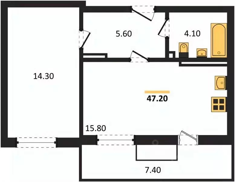 1-к кв. Севастополь ул. Токарева, 18 (47.2 м) - Фото 1